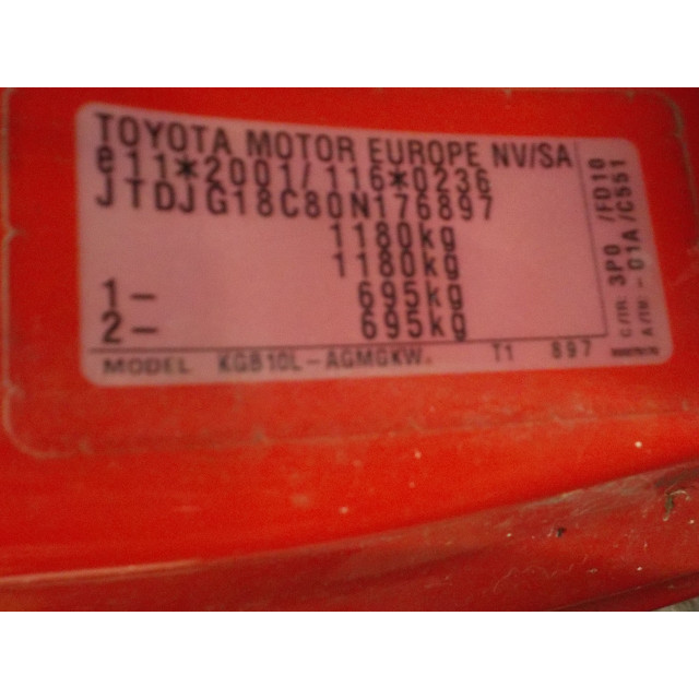 Motorkap Toyota Aygo (B10) (2005 - 2014) Hatchback 1.0 12V VVT-i (1KR-FE)