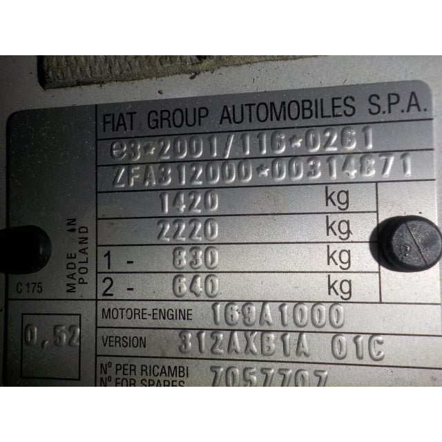 Koelventilatormotor Fiat 500 (312) (2007 - heden) Hatchback 1.3 MJTD 16V (169.A.1000)