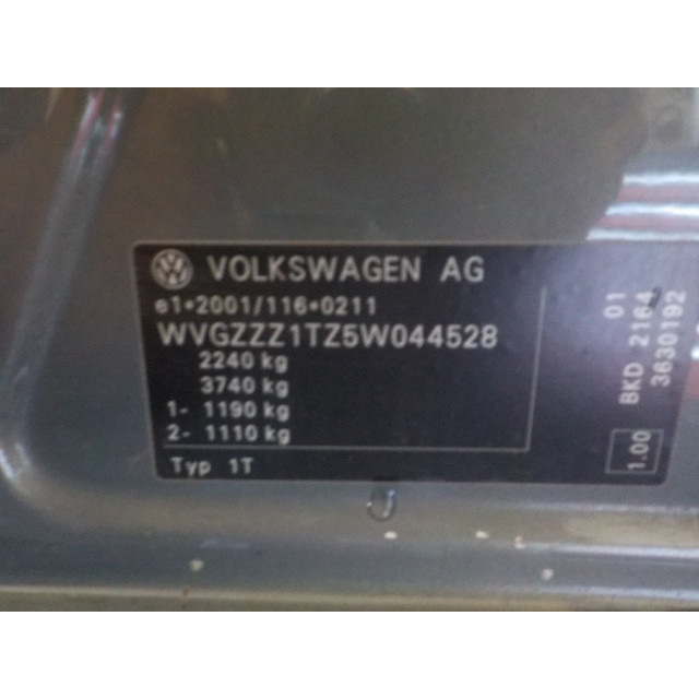 Raammechaniek elektrisch rechts voor Volkswagen Touran (1T1/T2) (2003 - 2010) MPV 2.0 TDI 16V 140 (BKD)
