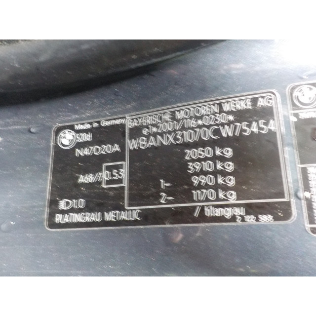 Slot mechaniek portier elektrisch centrale vergrendeling rechts voor BMW 5 serie (E60) (2007 - 2009) Sedan 520d 16V (N47-D20A)