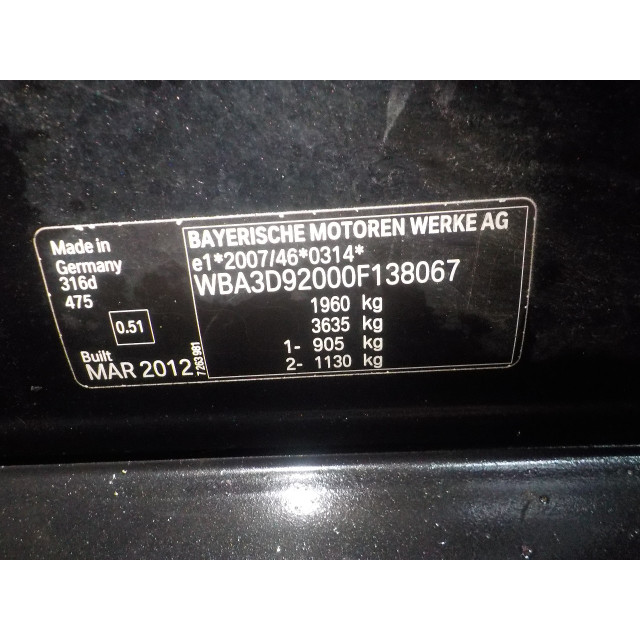Versnellingsbak schakel BMW 3 serie (F30) (2012 - 2018) Sedan 316d 2.0 16V (N47-D20C)