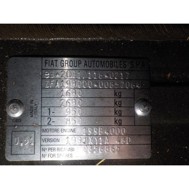 Luchtmassameter Fiat Punto Evo (199) (2009 - 2012) Hatchback 1.3 JTD Multijet 85 16V (199.B.4000(Euro 5))