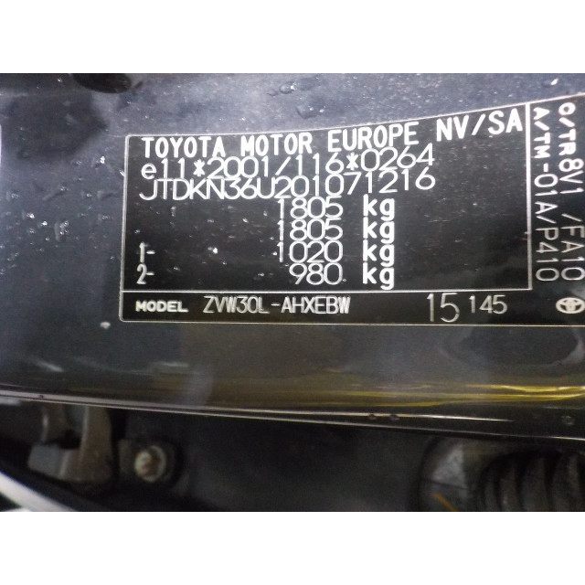 Computer verlichting Toyota Prius (ZVW3) (2008 - 2016) Hatchback 1.8 16V (2ZRFXE)
