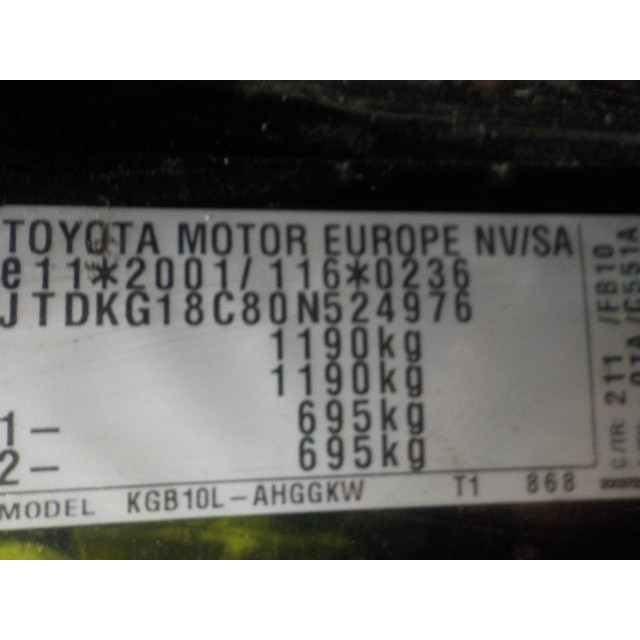 Bumperbalk achter Toyota Aygo (B10) (2005 - heden) Hatchback 1.0 12V VVT-i (1KR-FE)