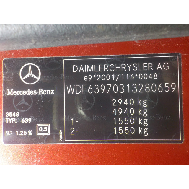 Reflector Mercedes-Benz Vito (639.7) (2003 - 2014) Bus 2.2 111 CDI 16V (OM646.982)