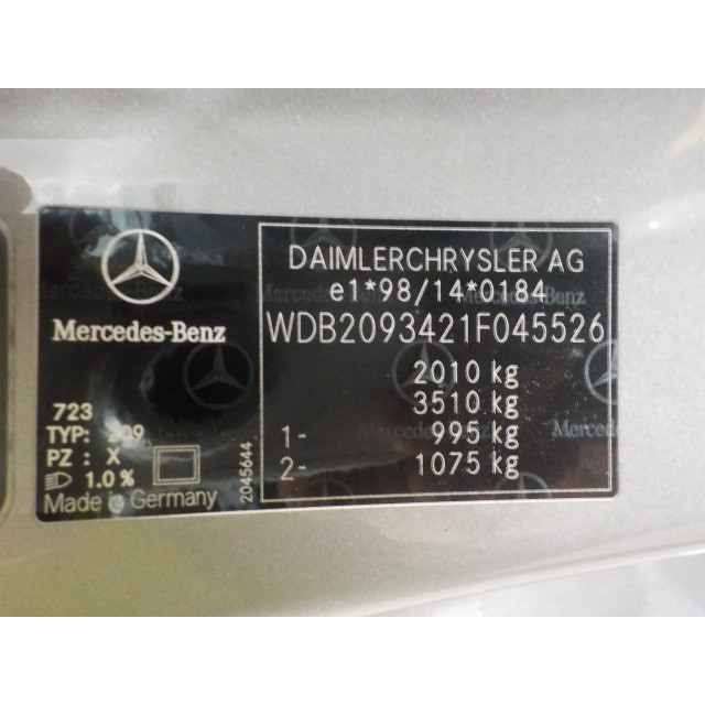 Cardan Mercedes-Benz CLK (W209) (2002 - 2009) Coupé 1.8 200 K 16V (M271.940)