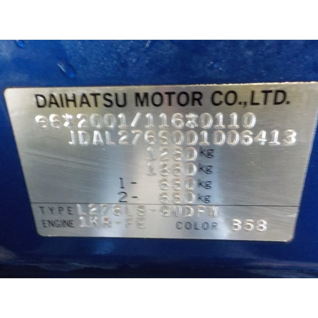 Motorkap Daihatsu Cuore (2007 - heden) Hatchback 1.0 12V DVVT (1KR-FE)